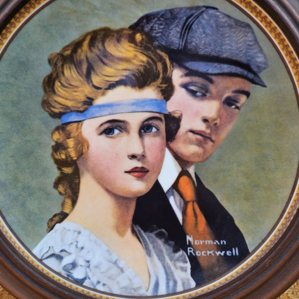 Norman Rockwell Portrait Plate with Brown Frame - Picture 6 of 16